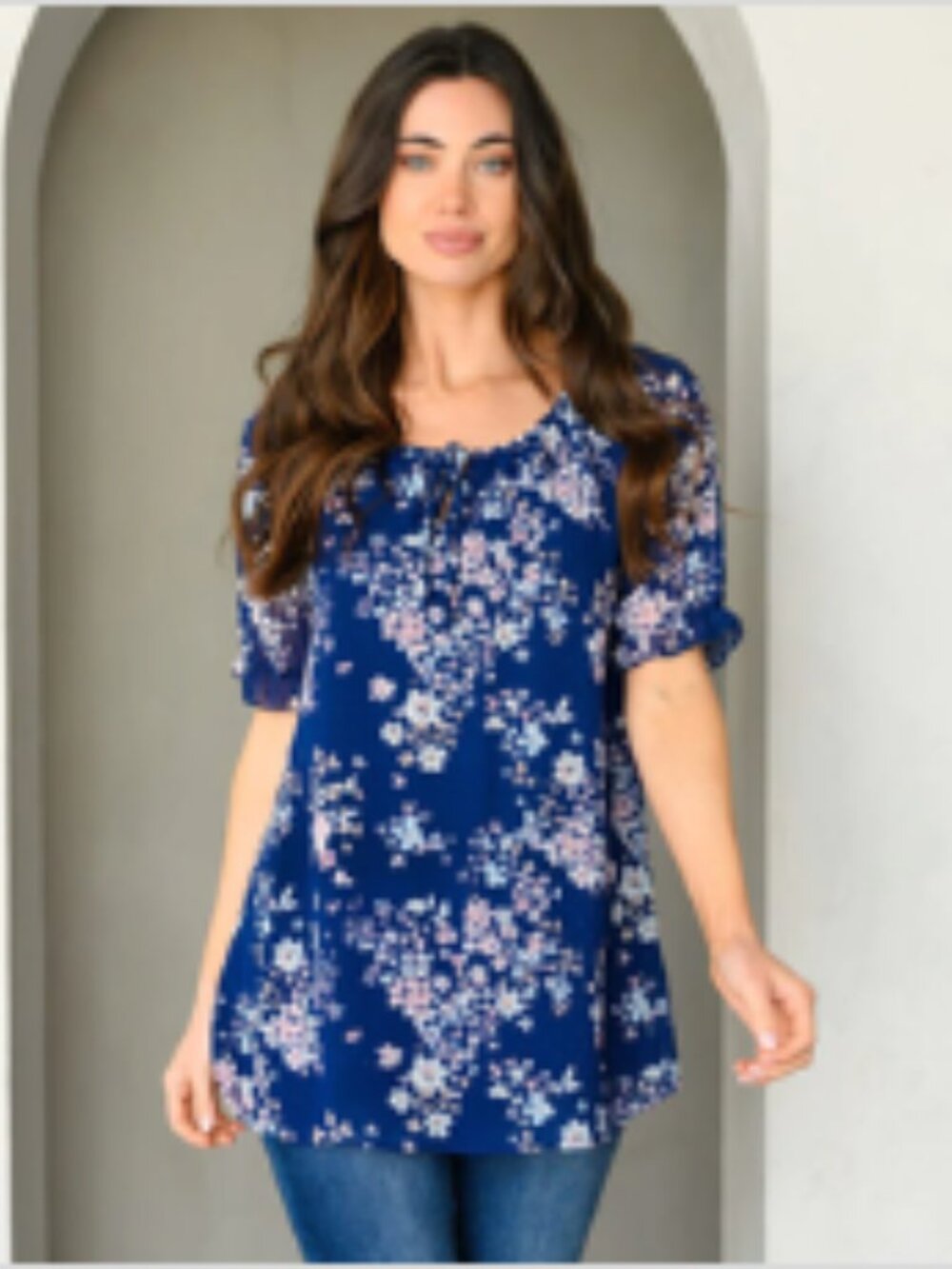 Navy Floral Top